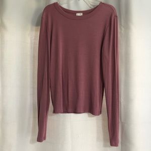 Garage ribbed dark pink long sleeve t-shirt